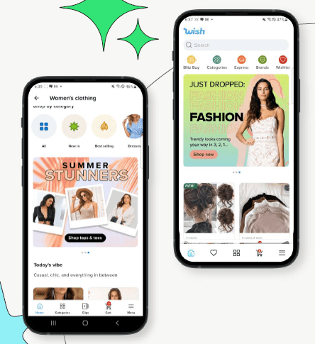 The new Women's Fashion experience on Wish, currently live on Android and coming to iOS soon.