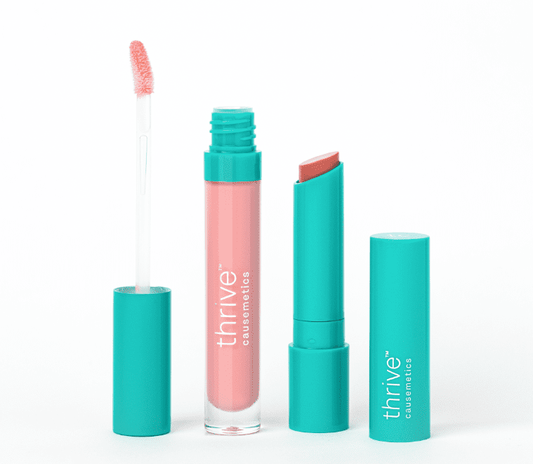 Thrive Causemetics' best-selling lip gloss and lipstick.