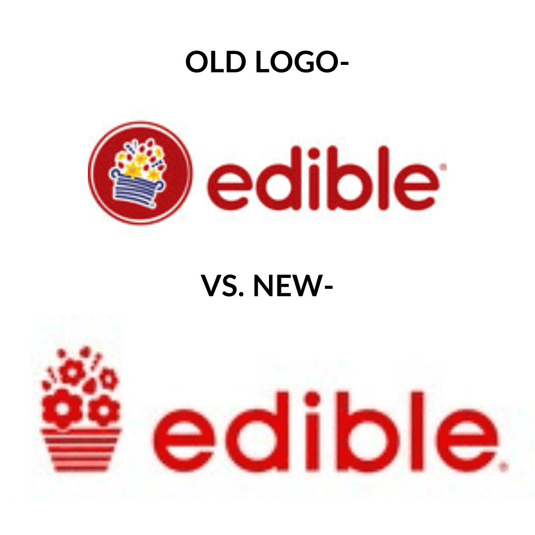 Old Edible Arrangements logo vs new logo