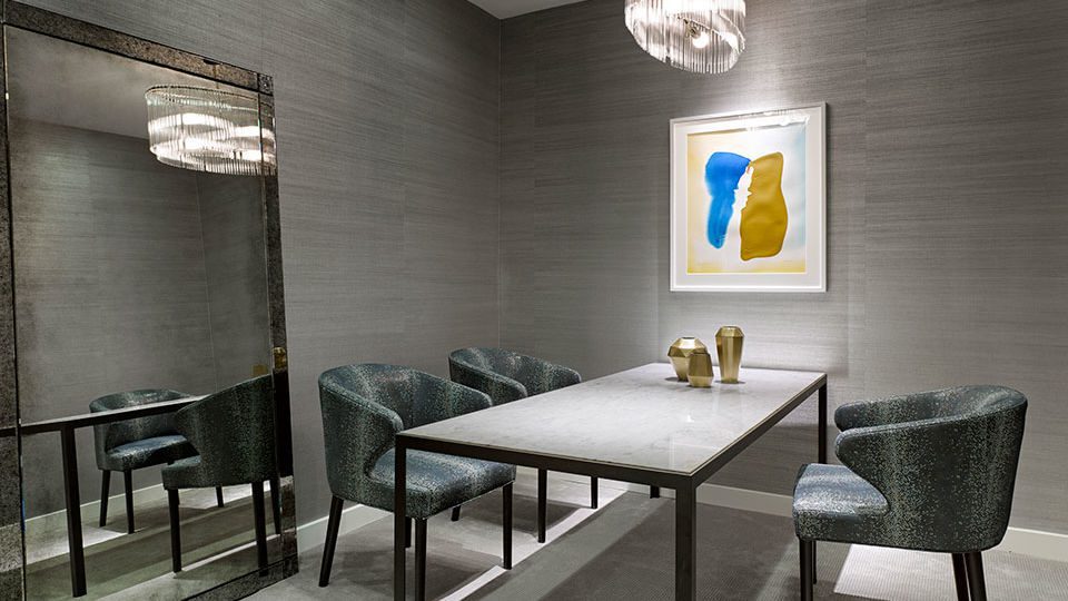 Multiple layers of private consultation are served within various boutiques, while two private viewing rooms serve the main sales floor for guests who prefer to experience the specialty jewelry in private.