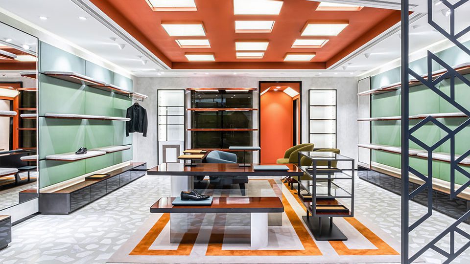 The studio opted to use flaming orange to reference the major colors of Bologna, Italy’s buildings. The bright, customized fixtures and furnishings evoke a bright energy.