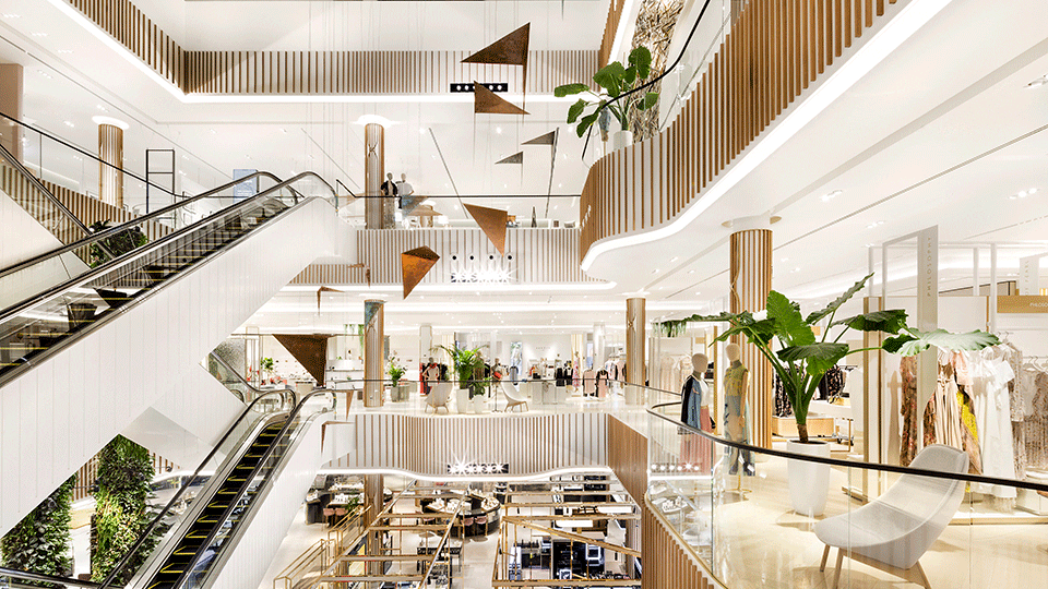 HMKM’s vision draws its inspiration from the store’s roots and from Singapore’s blend of green landscapes and edgy contemporary architecture to produce a scheme founded on the notion of a future landscape.