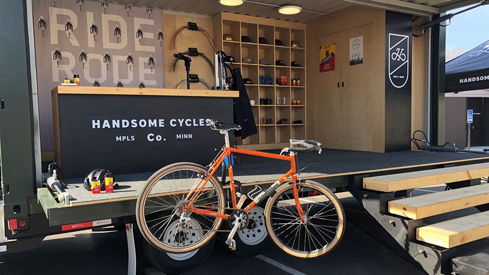 Handsome Cycles will be at many events throughout the summer, some focused on sales, like the Minnesota Mobile Market, some focused on bike repair. Handsome feels that there is great value in being able to perform repairs at the customers location. They work with businesses and organizations of all sizes to work on their employees or members bikes on-site while they work or gather for the day.