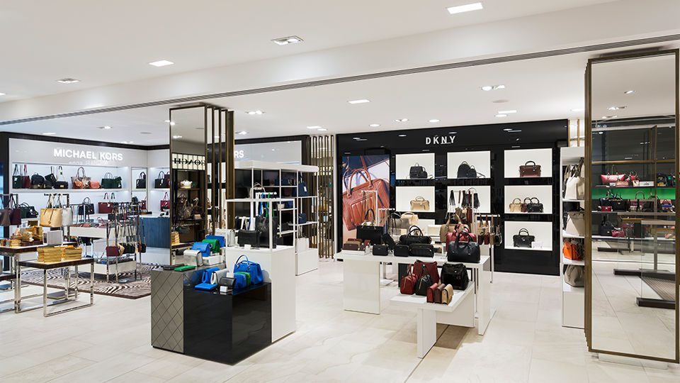 The handbag department exudes elegance, and merchandise is enhanced with perimeter lighting integrated into the joinery by London-based lighting design consultancy Nulty.