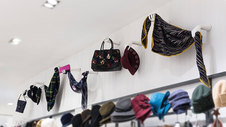 Whimsical touches elevate the accessories department.