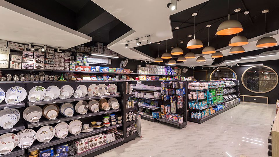The 5,953-sq.-ft. Payi-Payi store is located in Panchkula, India, and was designed by local firm Studio Ardete. The lower level features household goods, including dinnerware and small appliances.