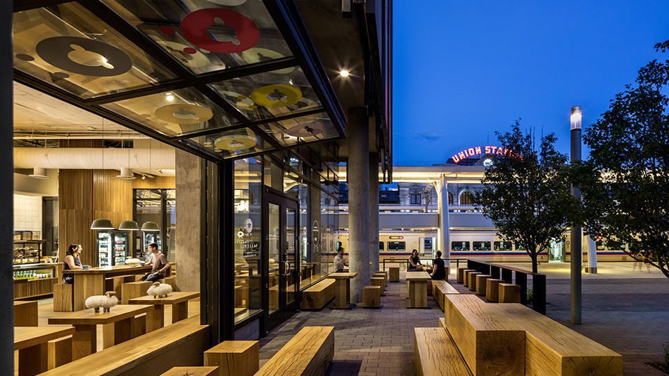 Views of the RTD railway and the Union Station are the dynamic backdrop to the ‘kaffe’ experience. This project was honored with two American Institute of Architects (AIA) Colorado Chapter Design Awards in 2020—AIA Colorado, Denver Section Award of Distinction and AIA Colorado Award of Merit.