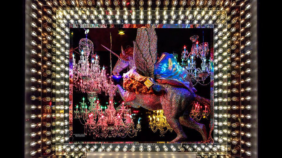 Third place Silver Award winning Bloomingdale’s collaborated with a group of dynamic visual artists who created one-of-a-kind chandeliers and environments that are works of their artistic expression based on their holiday theme of “light.”