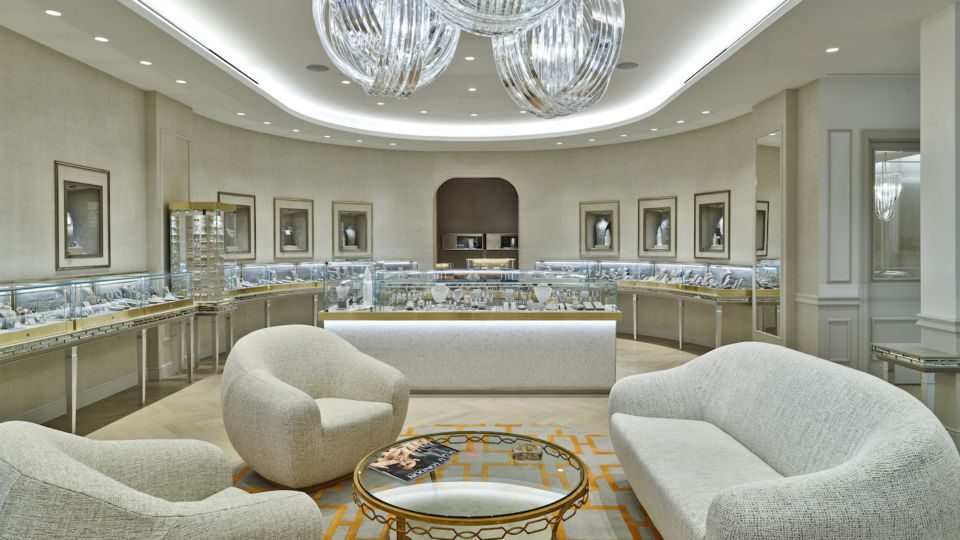 The center focal point of the store is a flexible lounge space meant for customers to relax and take their time during a shopping excursion.