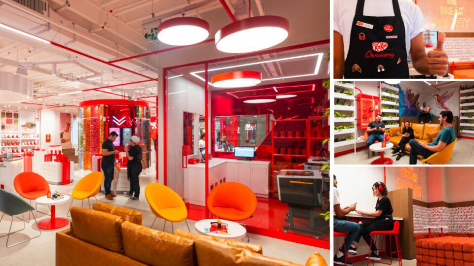 The space is designed around disruption and shareability, set against a white backdrop with bold pops of brand colors that add vibrancy and energy.