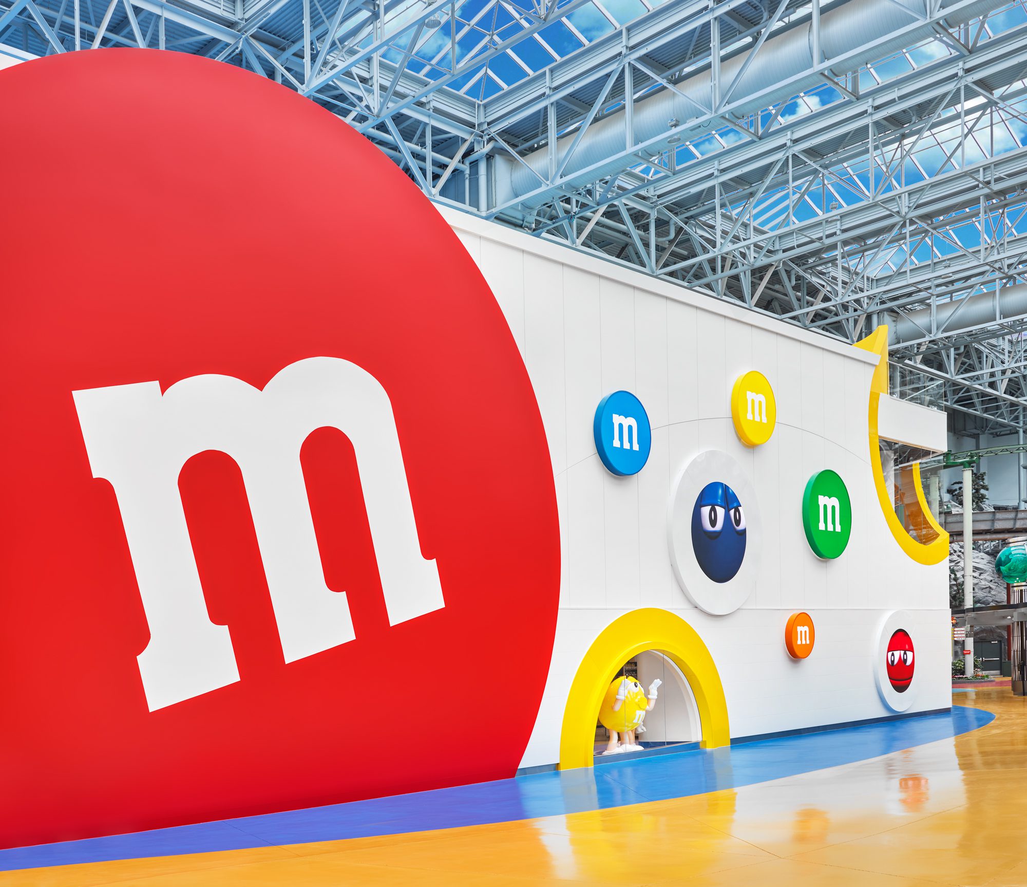 This wall of m&m's at the new m&m Store at Disney Springs is a