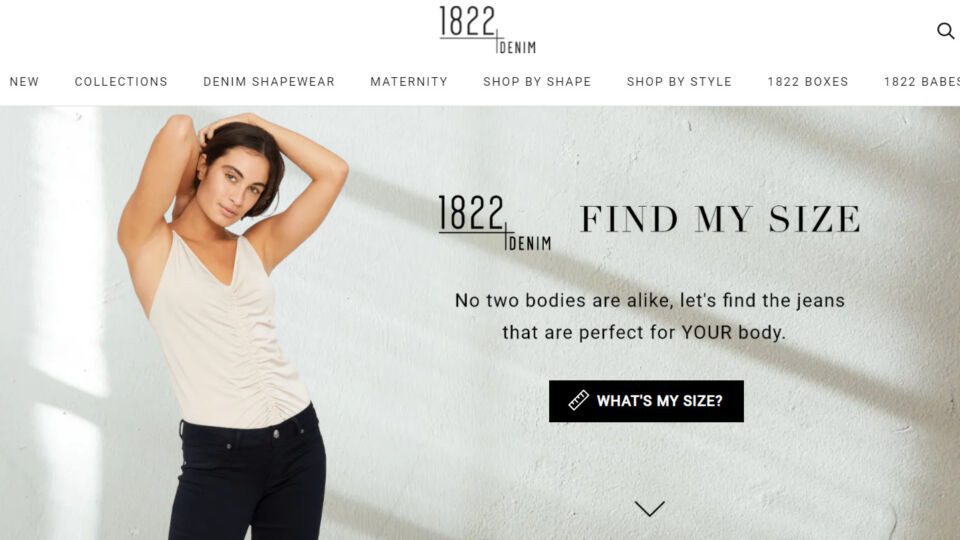 1822 Denim website that shows fit technology