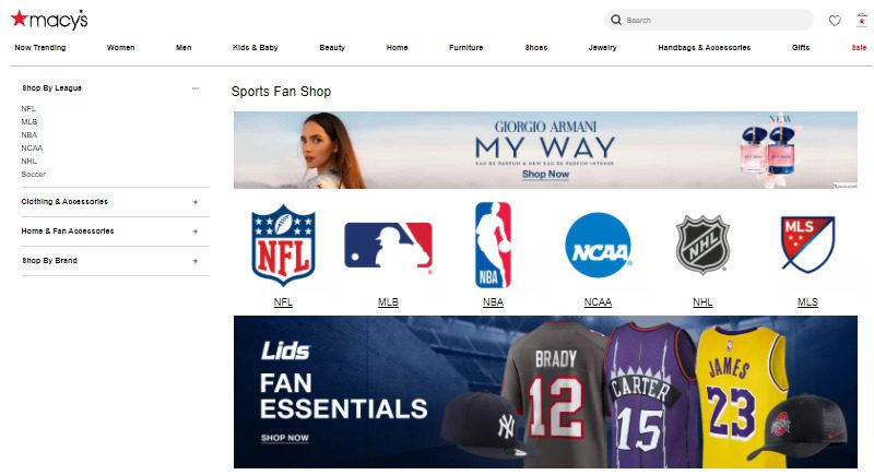 Macy's Fanatics sports gear women