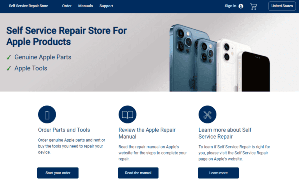 Apple's new Self-Service Repair website.