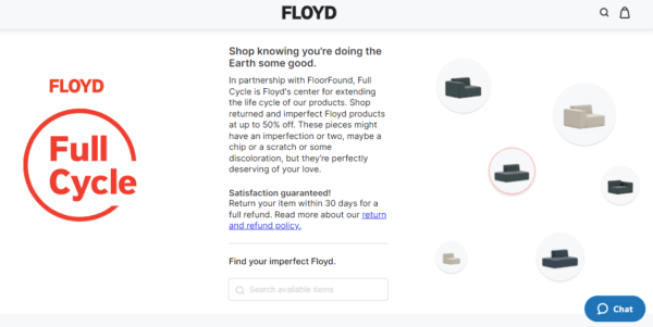 Floyd's Full Cycle recommerce program powered by FloorFound