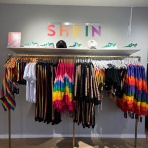 SHEIN highlights pride-themed apparel at its San Francisco pop-up.