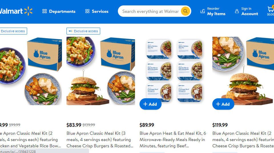 Blue Apron is debuting a new non-subscription meal kit on Walmart's marketplace.