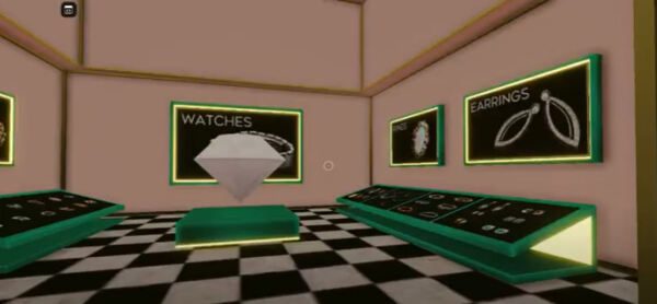 Inside SFLMaven's jewelry store in Decentraland.