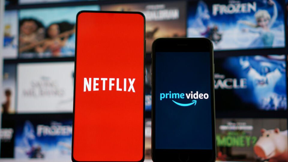 Netflix and Amazon Prime on smartphone screens