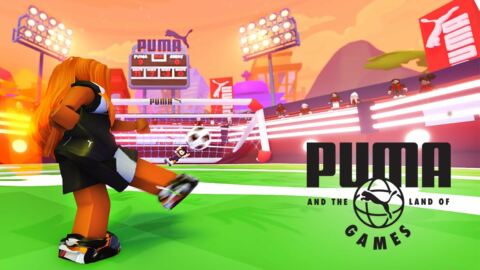 An action shot of the Roblox game "PUMA and the Land of Games."