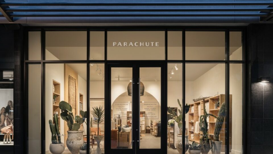 The front exterior of the Parachute store in Scottsdale, Arizona.