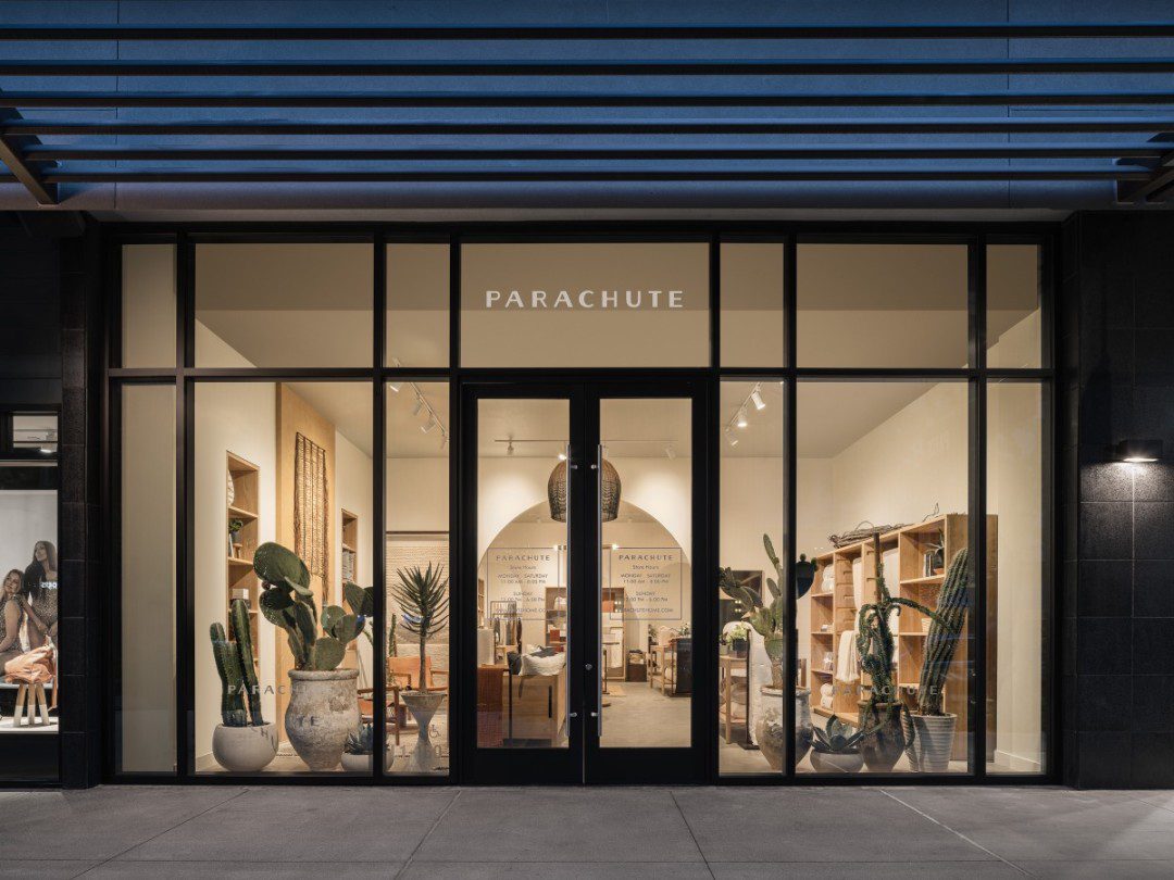 The front exterior of the Parachute store in Scottsdale, Arizona.
