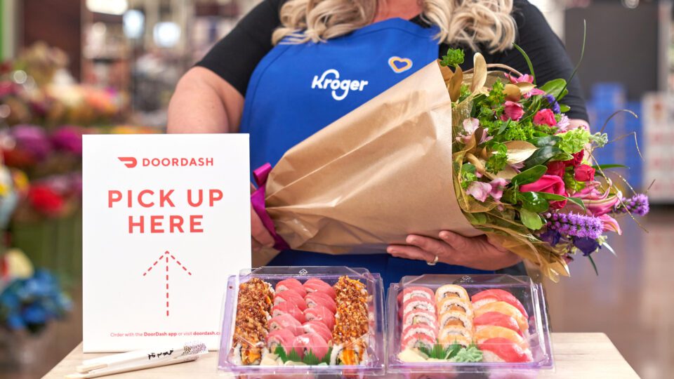 Kroger has teamed with DoorDash to offer floral and sushi delivery.