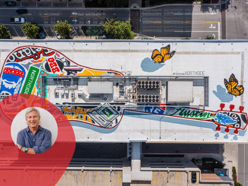 Larger-Than-Life Guitar Mural Keeps Austin Center Rocking at New Heights