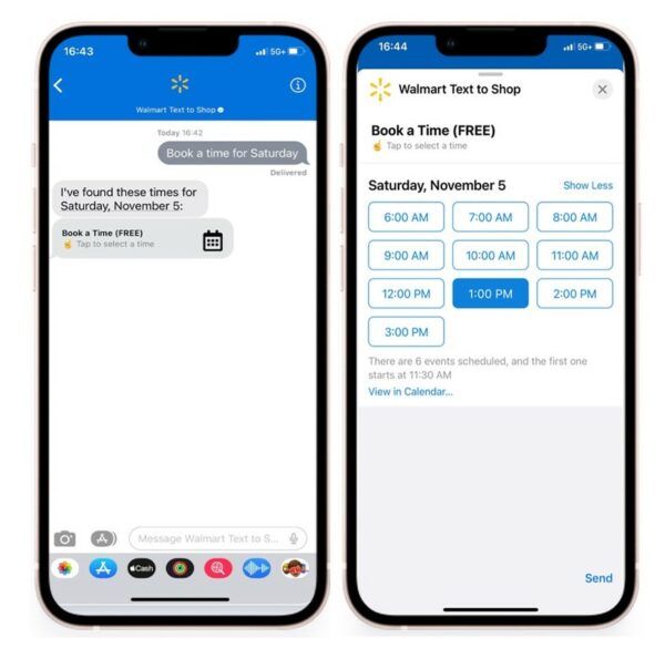 Sample of final steps of Walmart Text to Shop.