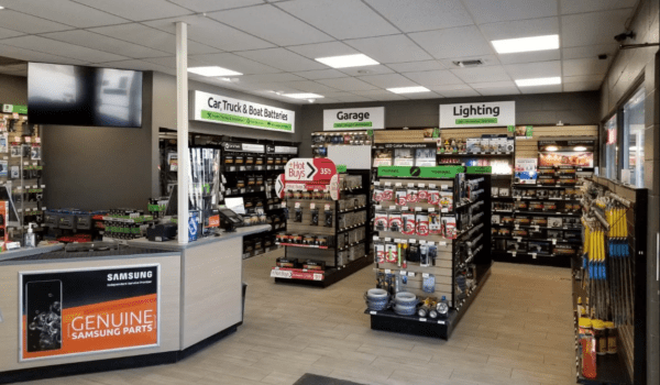 Interior of a modern-day Batteries Plus store.