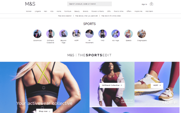 M&S 'Goes into Battle on Sportswear' with Online Integration of