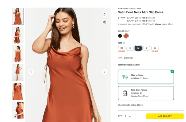 Forever 21 product detail page. 