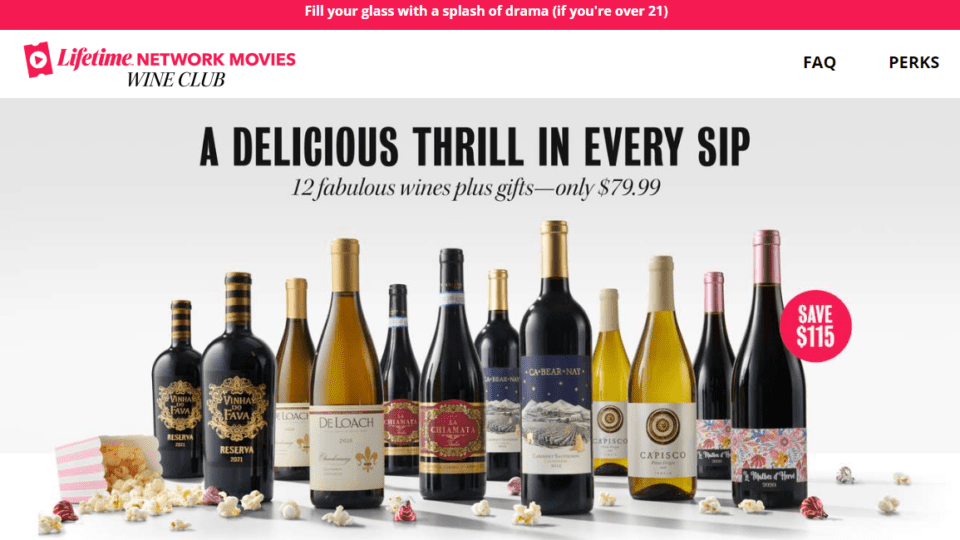 Lifetime has a new wine subscription service with Direct Wines.