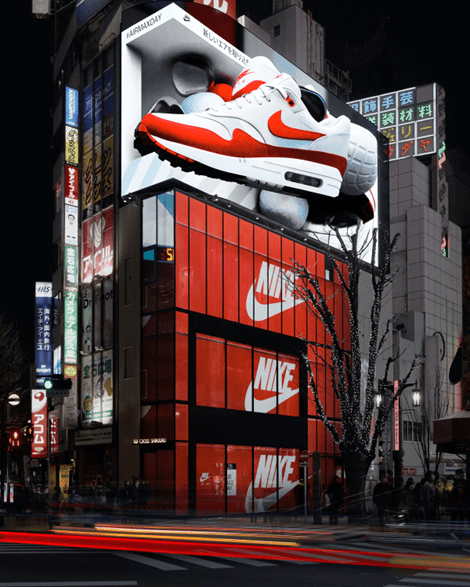 Louis Vuitton x Yayoi Kusama 3D anamorphic Billboard in Tokyo