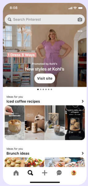 Snapshot of the new Pinterest Premiere Spotlight advertising offering.