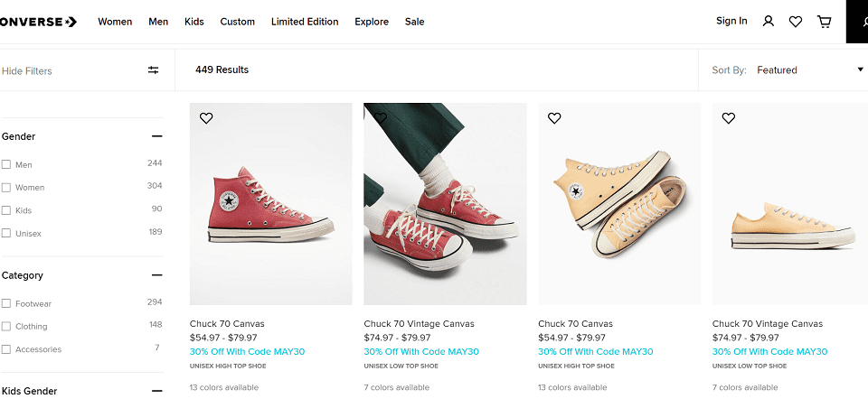 Converse home page