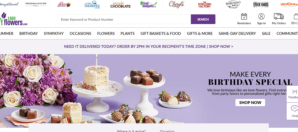 1-800-Flowers.com home page