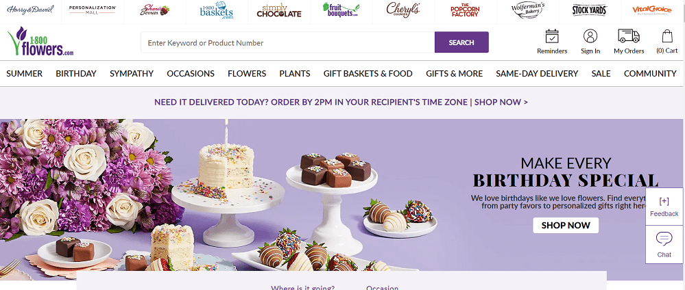 1-800-Flowers.com home page
