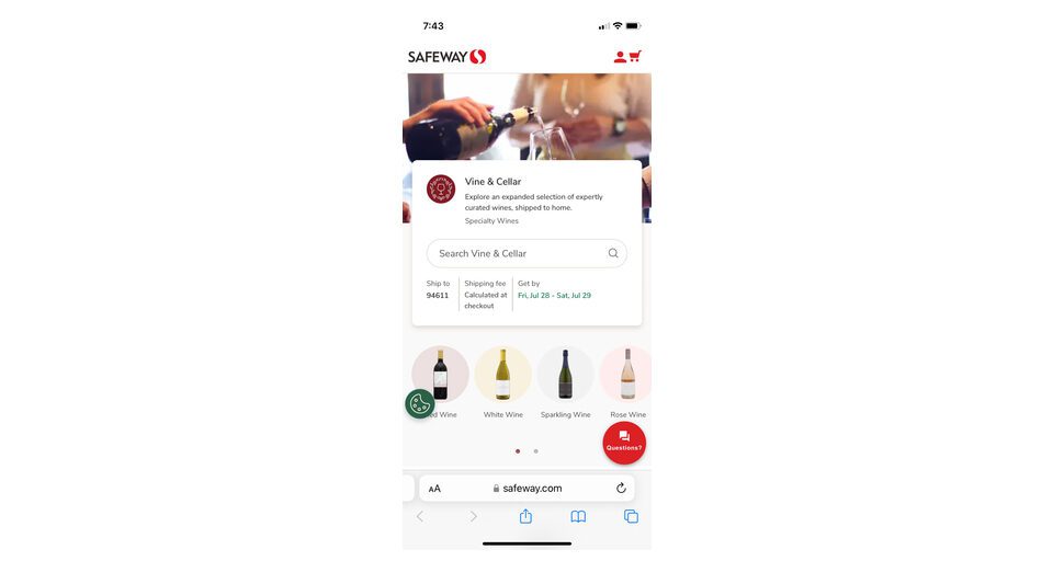 Safeway Albertsons Vine & Cellar app