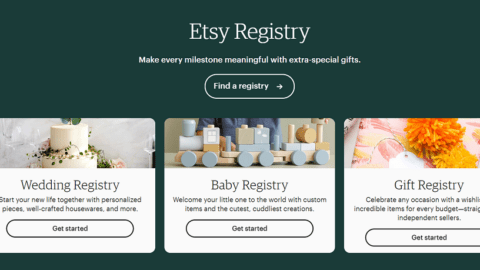 Etsy registry page