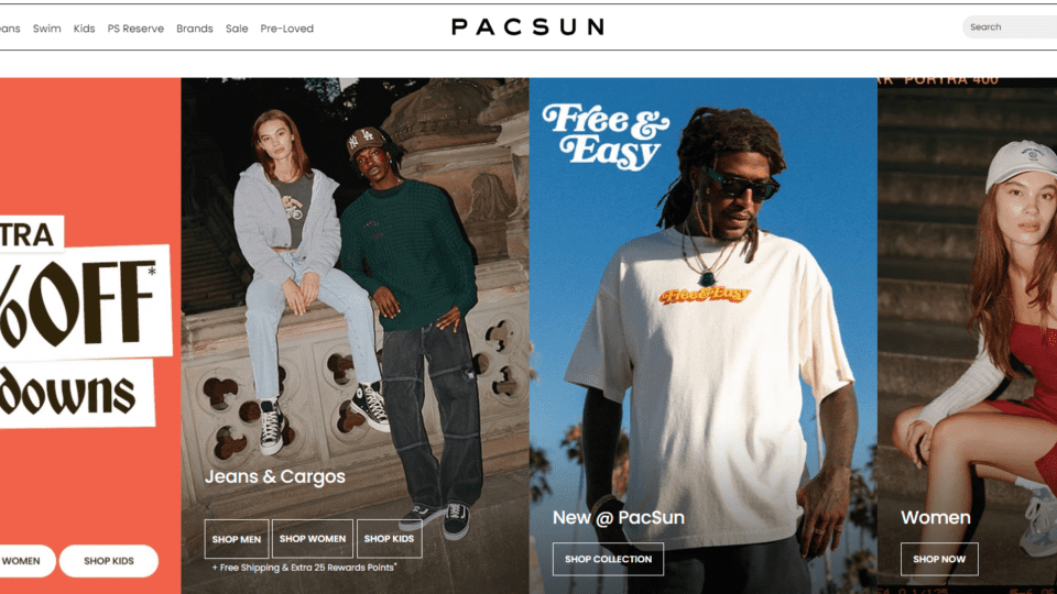 Pacsun homepage