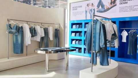 The Good American fitting room is equipped with RFID-powered technology that gives the customer more control over the try-on experience.