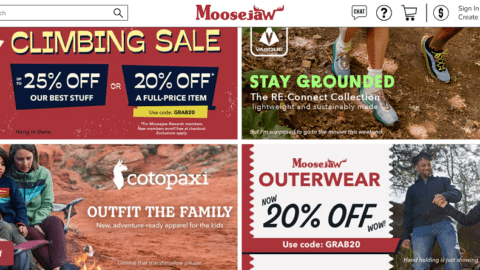 Moosejaw home page