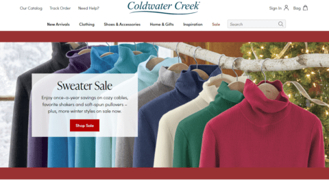 Coldwater Creek debuts new website build on BigCommerce platform.