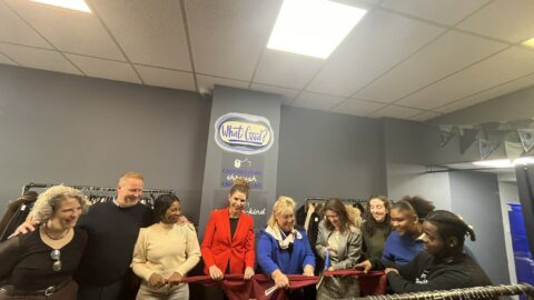 Goodwill executives with local elected officials at the new Mini Shop a ribbon cutting.