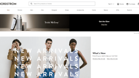 Nordstrom.com homepage where a marketplace will be added in April.