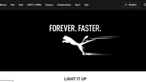 Puma homepage, which is now built on Google Cloud.