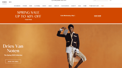 Saks.com homepage