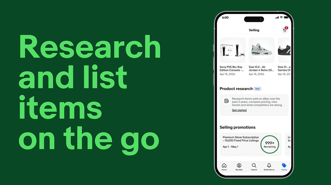 The Ebay Product Research tool helps sellers create better listings.