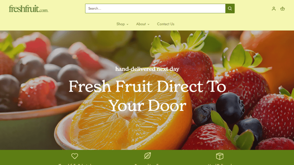 Homepage of the new Edible brand FreshFruit.com.